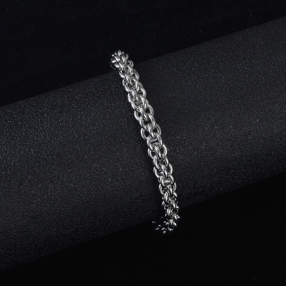 European And American Titanium Steel Mens Bracelet Personality Hip-Hop Punk Tide Domineering Braided Chain